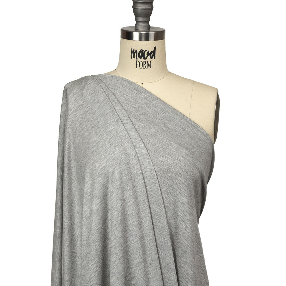 Ultra-Soft Rayon Jersey - Heathered Gray - Cyrus Collection - Drape