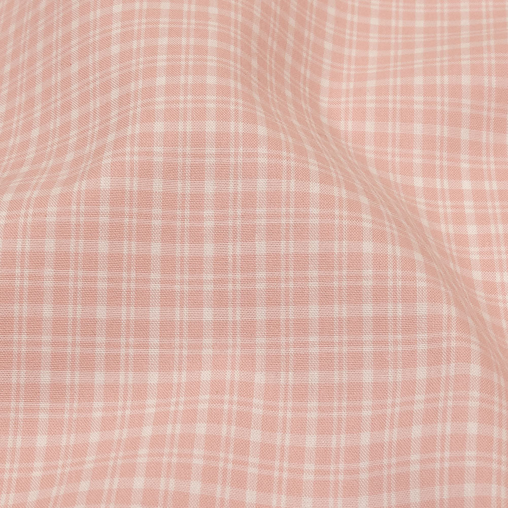 Pima Cotton Shirting - Pink and White Plaid Detail