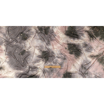 Pink, Olive and Metallic Gold Foiled Stars Stretch Rayon French Terry Full