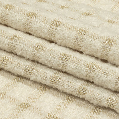 Rainy Day and Metallic Gold Plaid Polyester Boucle Folded