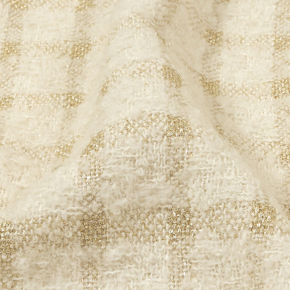 Rainy Day and Metallic Gold Plaid Polyester Boucle Detail