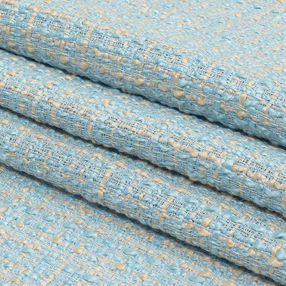 Sky Blue, Oyster White and Metallic Silver Polyester Tweed Folded
