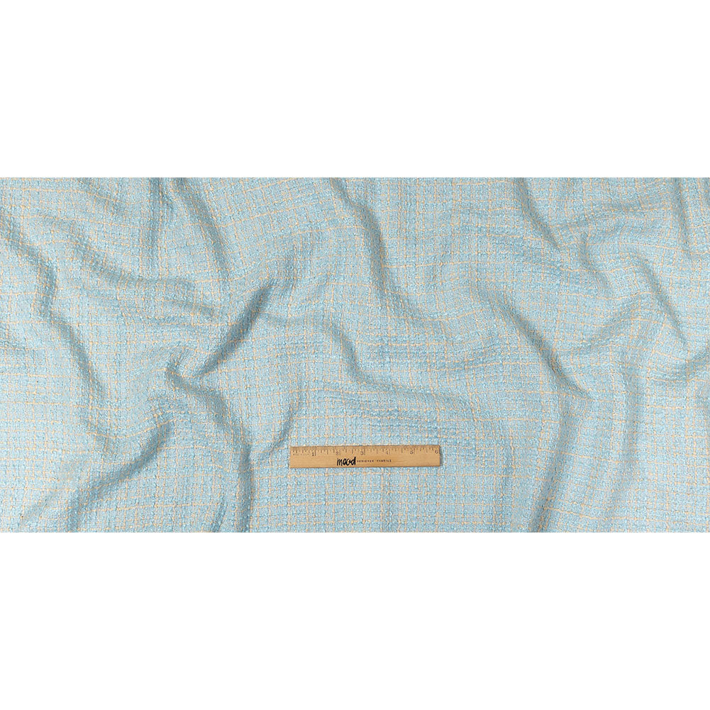 Sky Blue, Oyster White and Metallic Silver Polyester Tweed Full