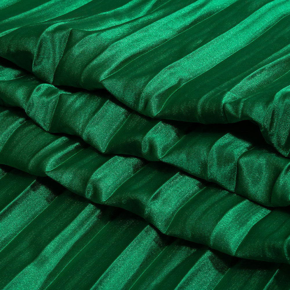 Pleated Stretch Satin - Grass Green - Andreas Collection Folded
