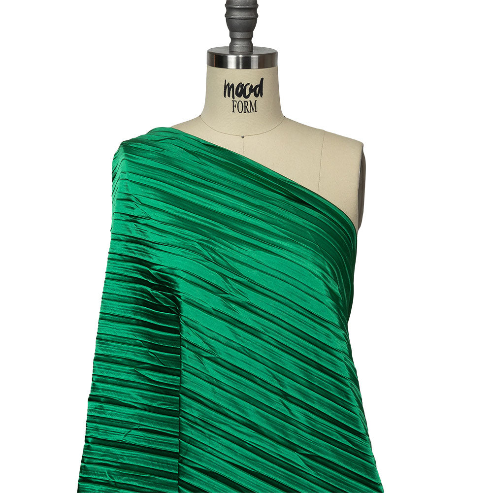 Pleated Stretch Satin - Grass Green - Andreas Collection Drape