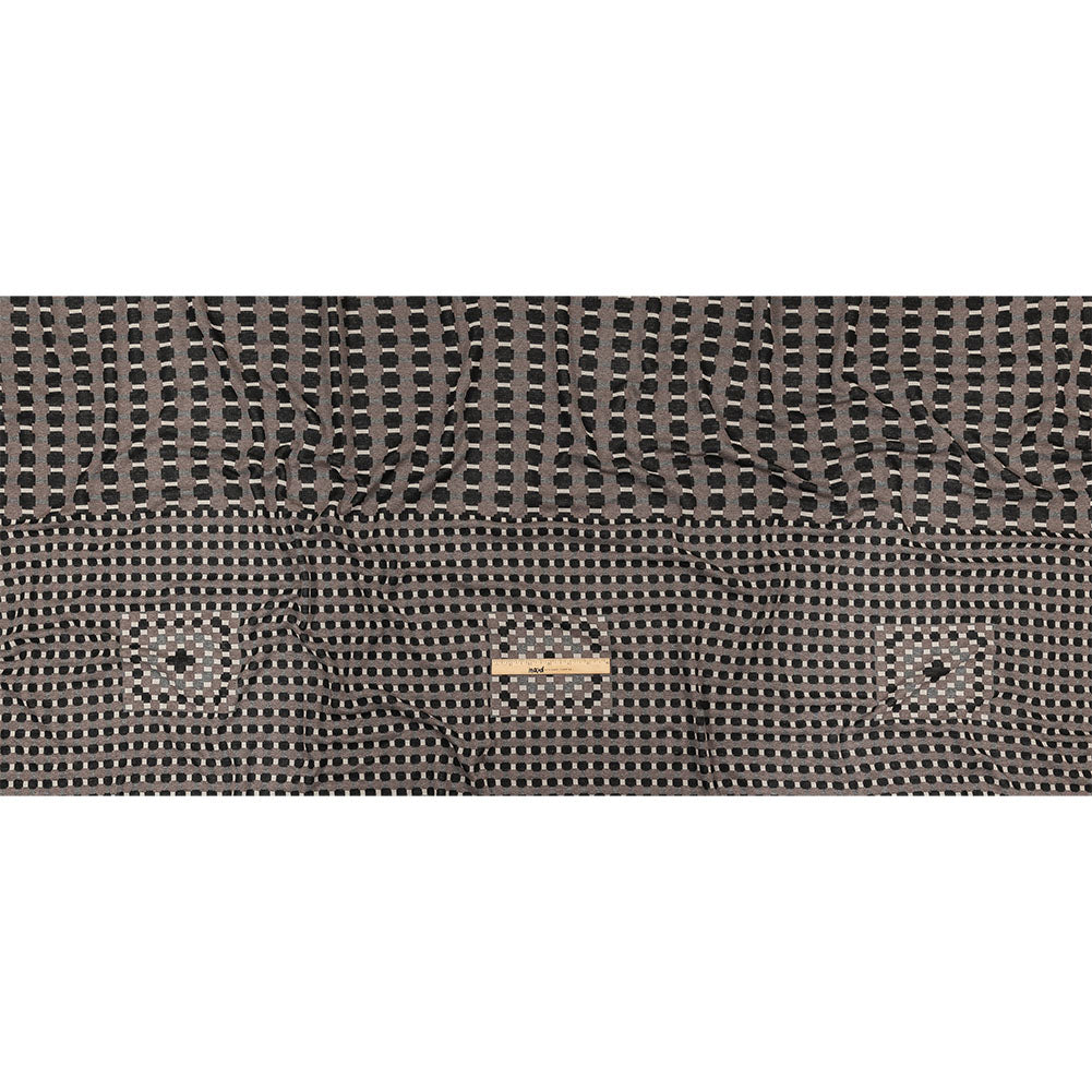 Brown, Black and Gray Squares and Plus Signs Cotton and Polyester Jacquard Knit Panel Full