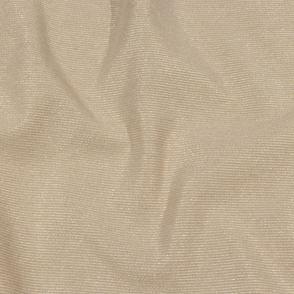 Metallic Gold, Silver and Beige Striped Cotton and Polyester Matelasse
