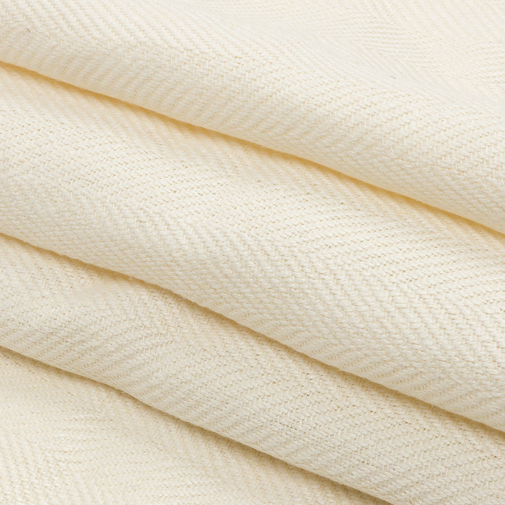 Ivory Herringbone Heavy Cotton Woven Folded