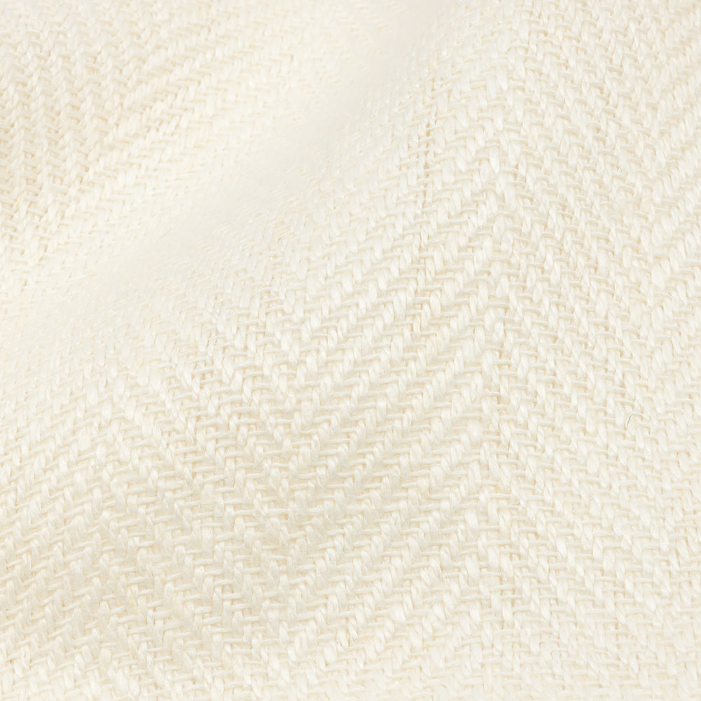 Ivory Herringbone Heavy Cotton Woven Detail