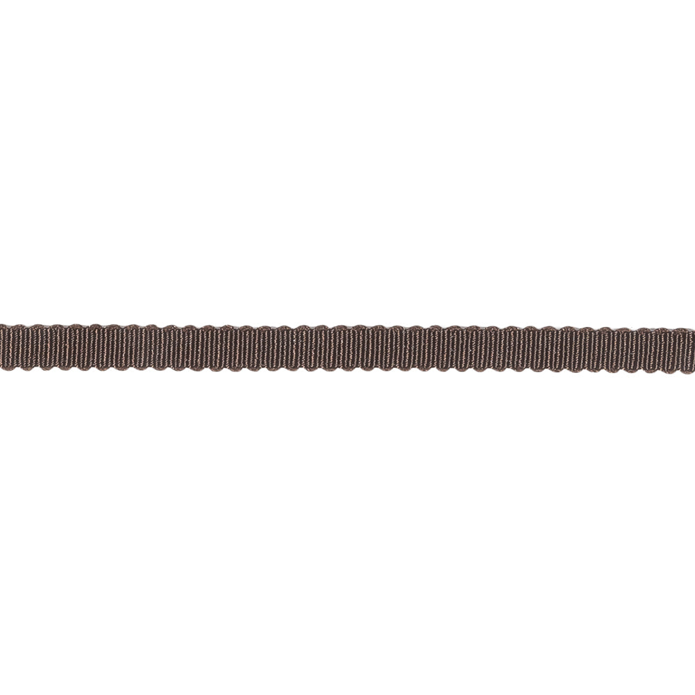 Dark Brown Recycled Polyester Petersham Grosgrain Ribbon - 4mm - Detail