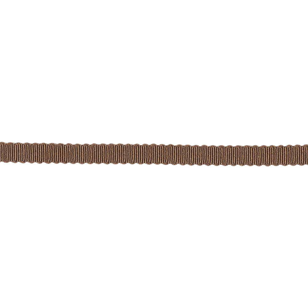 Brown Recycled Polyester Petersham Grosgrain Ribbon - 4mm - Detail