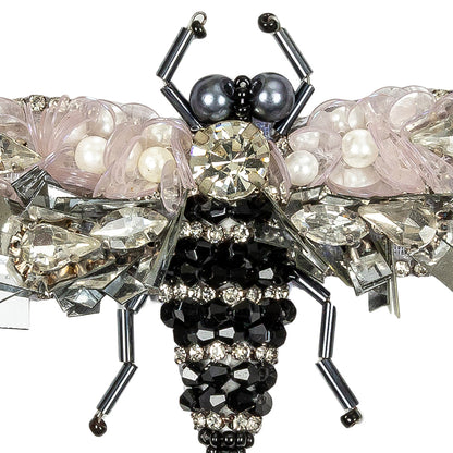 Mary's Rose, Gunmetal and Black Fly Rhinestone, Sequins and Glass Beaded Applique - 2.25" X 2.875" Detail