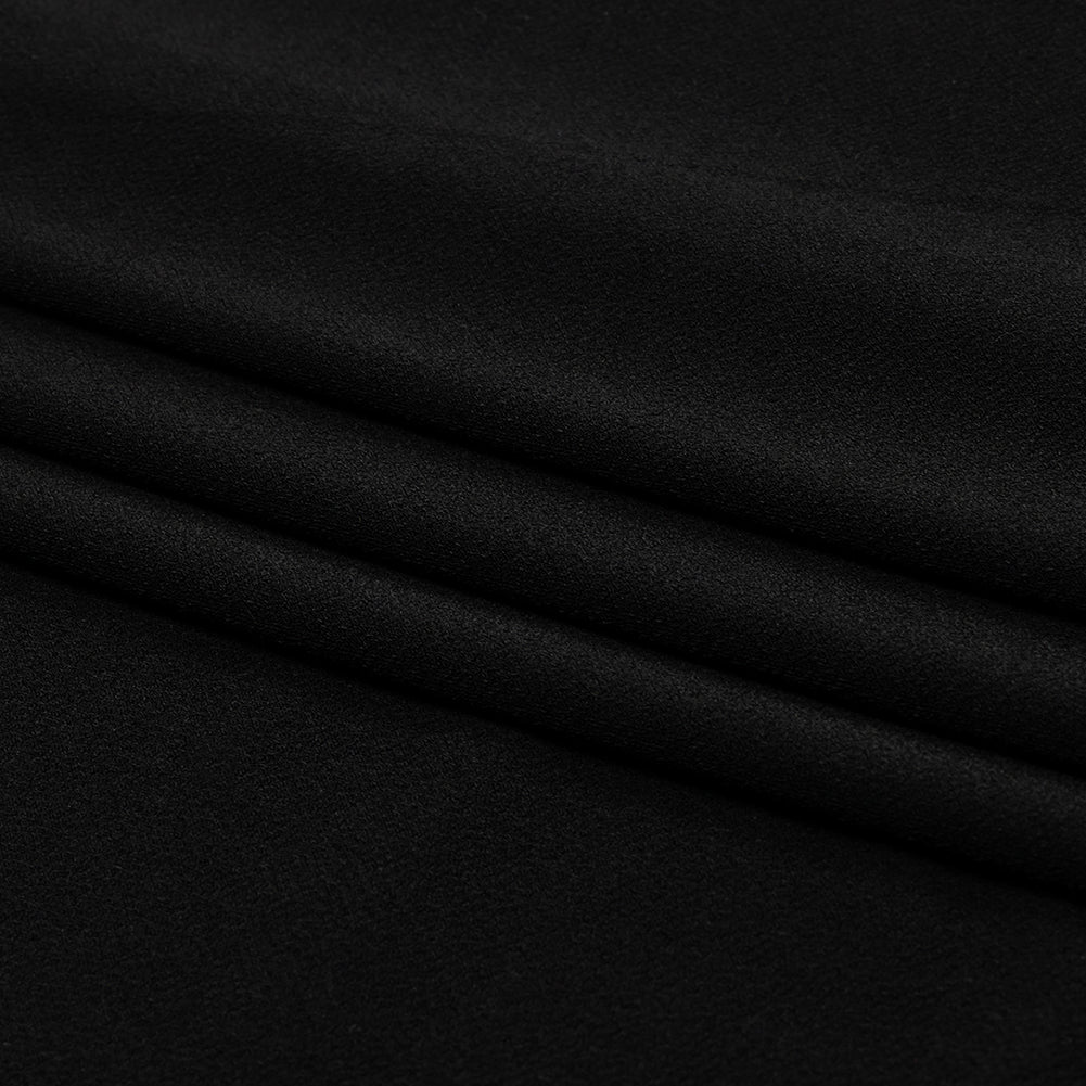 Stretch Polyester Crepe Knit - Black - Arabesque Collection - Folded