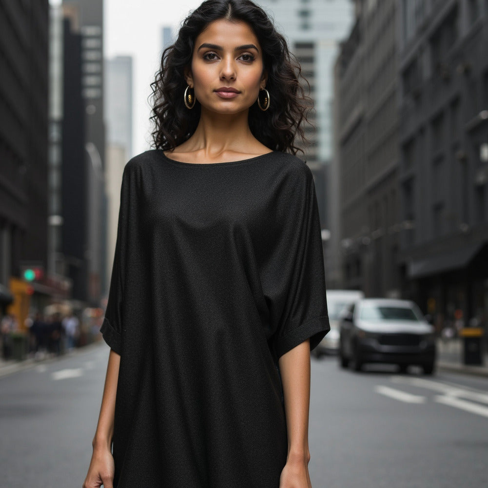 Stretch Polyester Crepe Knit - Black - Arabesque Collection - Editorial