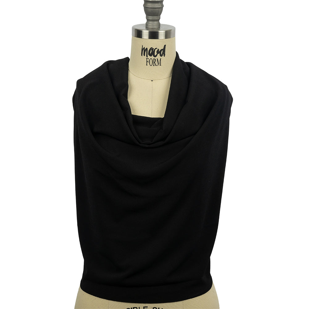 Stretch Polyester Crepe Knit - Black - Arabesque Collection - Drape