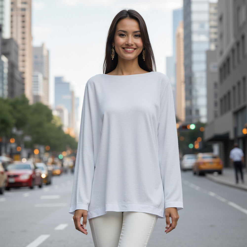 Stretch Polyester Crepe Knit - White - Arabesque Collection - Editorial