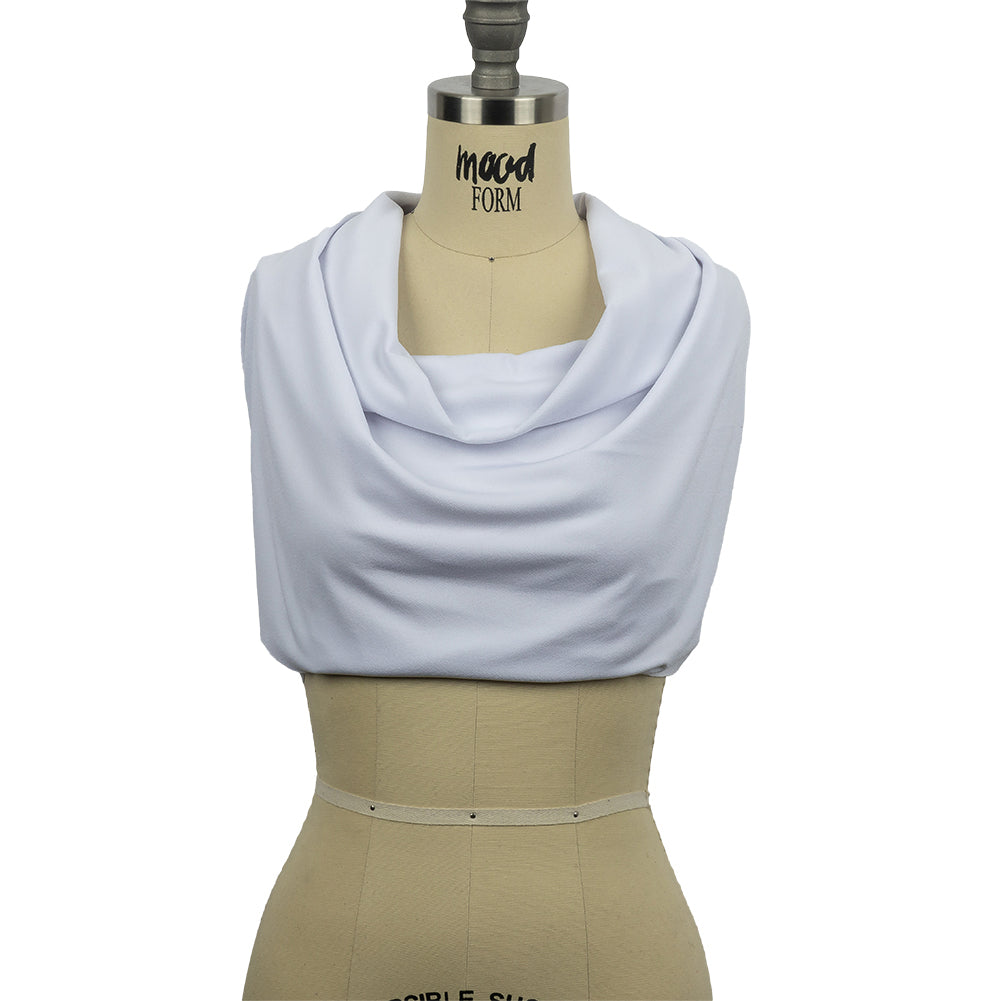 Stretch Polyester Crepe Knit - White - Arabesque Collection - Drape