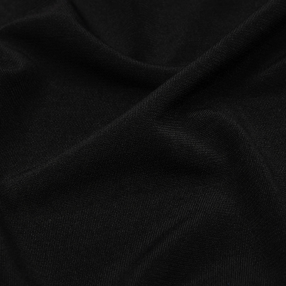 Stretch Polyester ITY Jersey - Black - Isadora Collection - Detail
