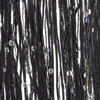 Black Holographic Sequins Chainette Fringe - 6"