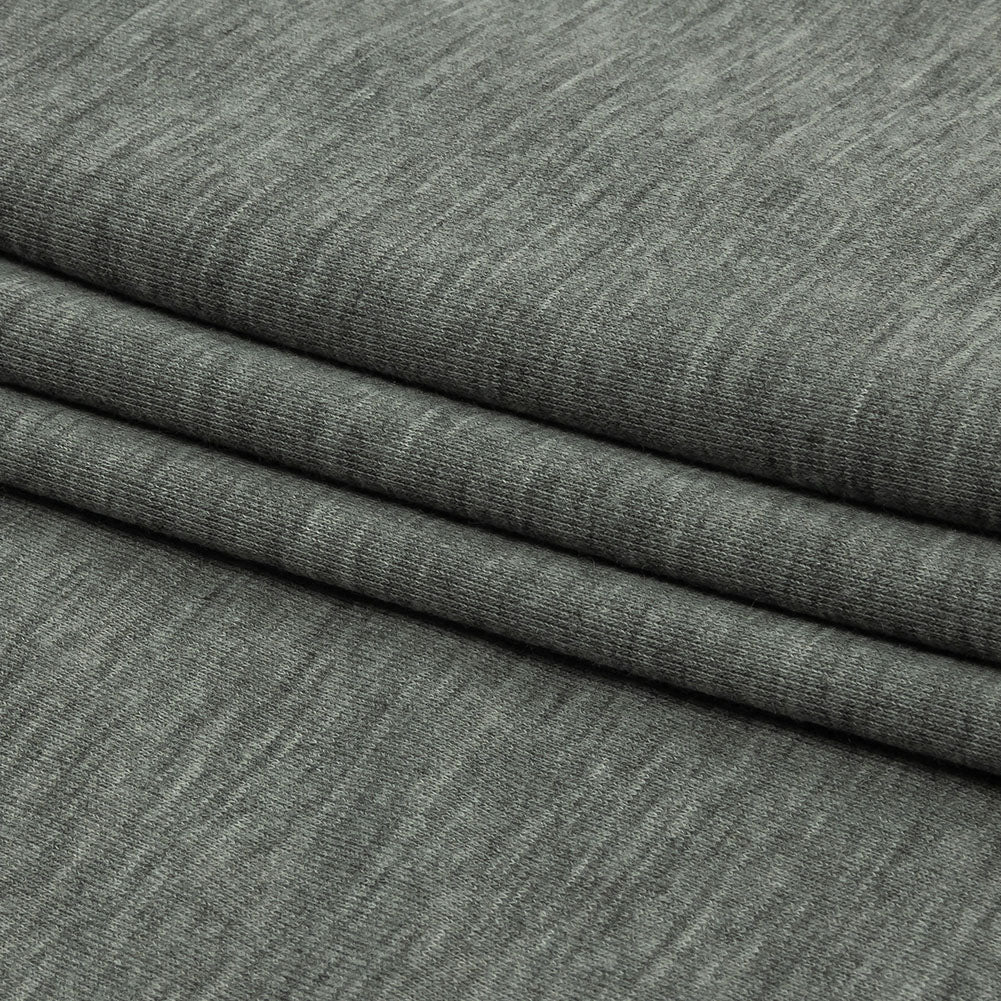 Heathered Gray Lightweight Stretch Recycled Polyester French Terry Folded