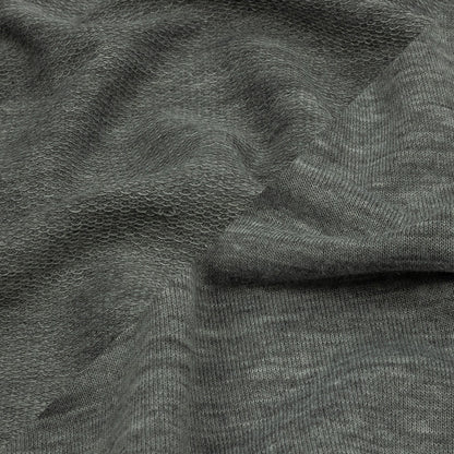 Heathered Gray Lightweight Stretch Recycled Polyester French Terry Detail