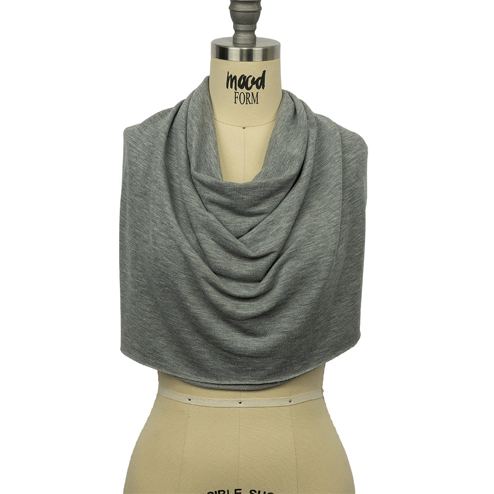 Heathered Gray Lightweight Stretch Recycled Polyester French Terry Drape