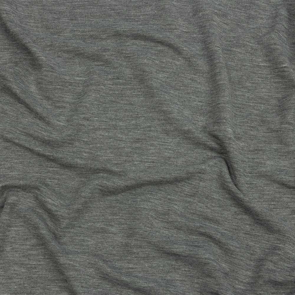 Heathered Gray Lightweight Stretch Recycled Polyester French Terry