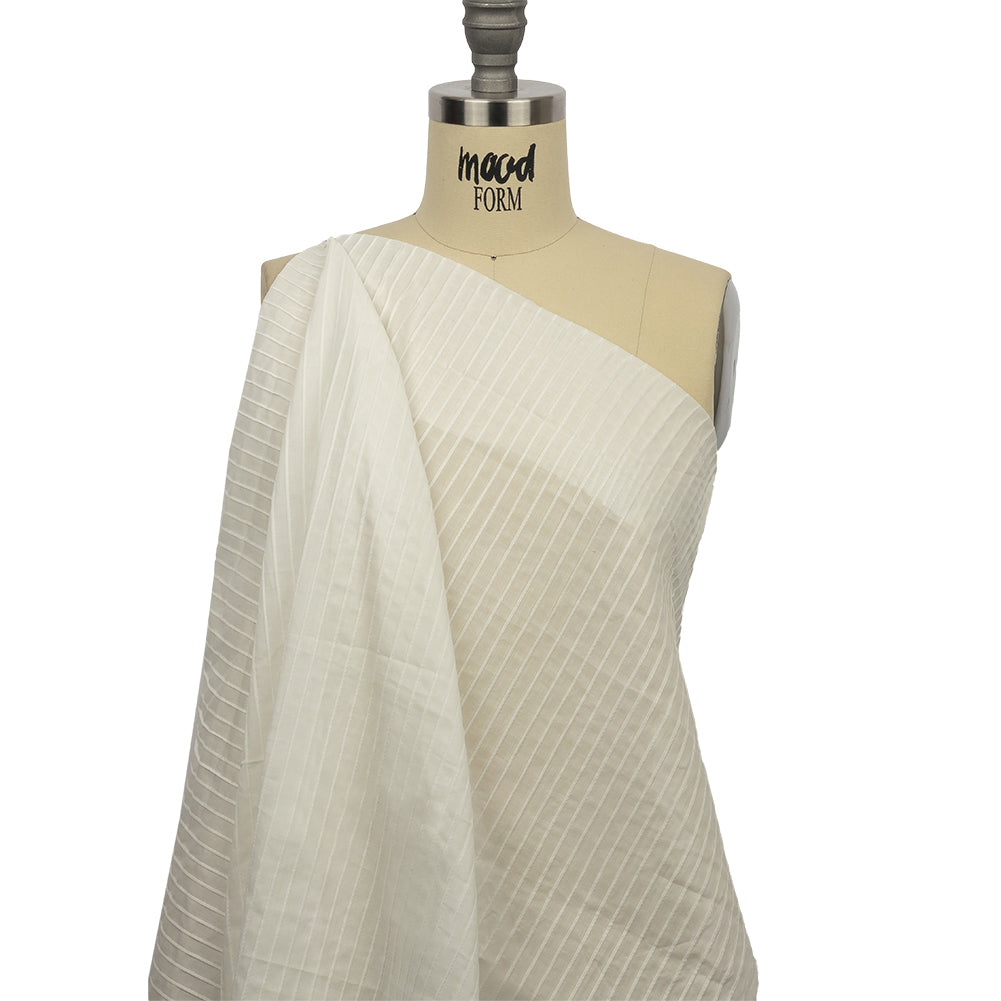 Famous Australian Designer White Pintucked Cotton Lawn Drape