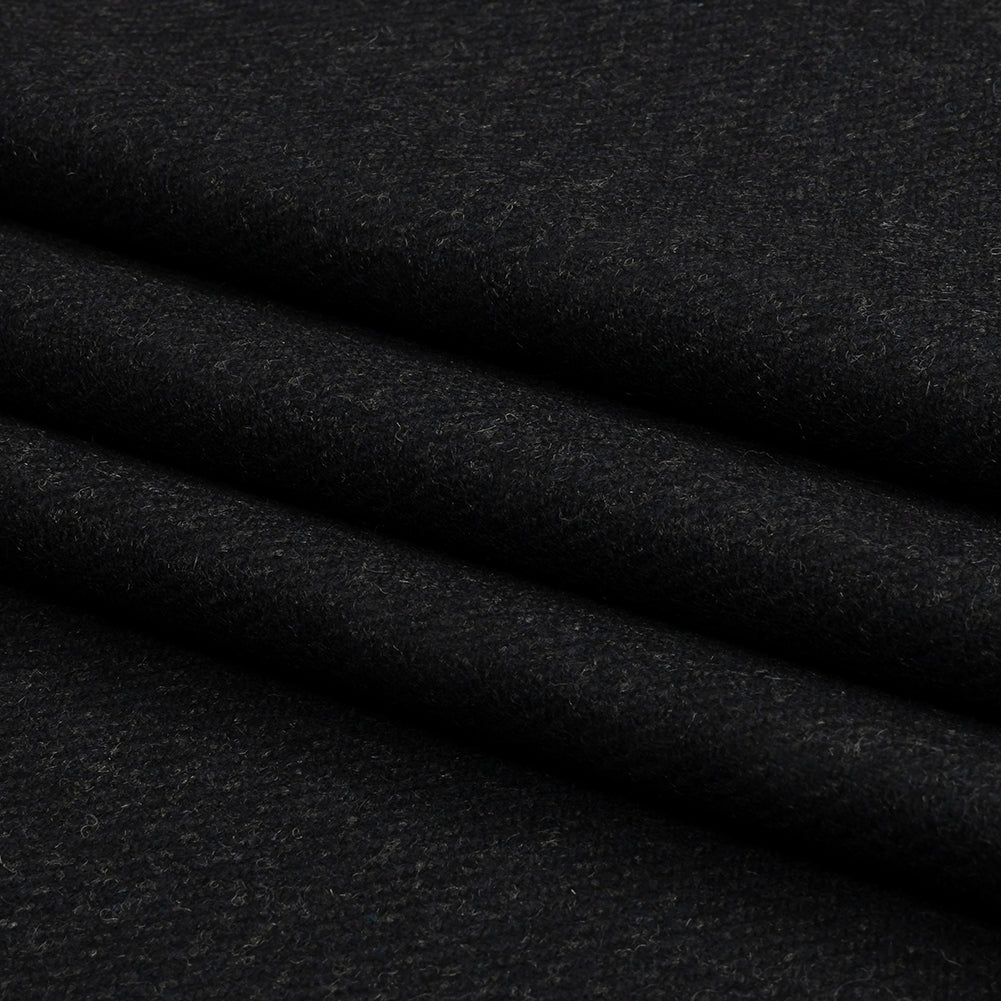 Famous Designer Navy and Black Subtle Plaid Felted Wool Heavyweight Suiting Folded