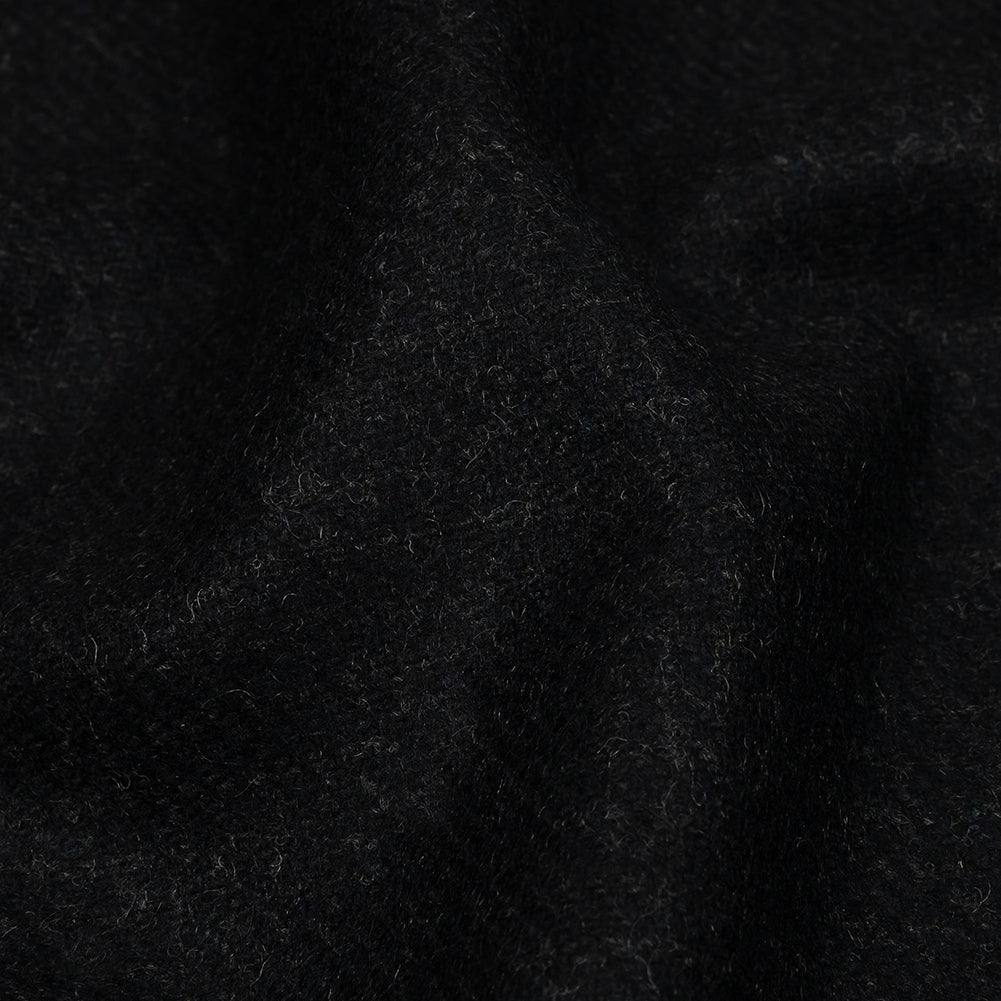 Famous Designer Navy and Black Subtle Plaid Felted Wool Heavyweight Suiting Detail