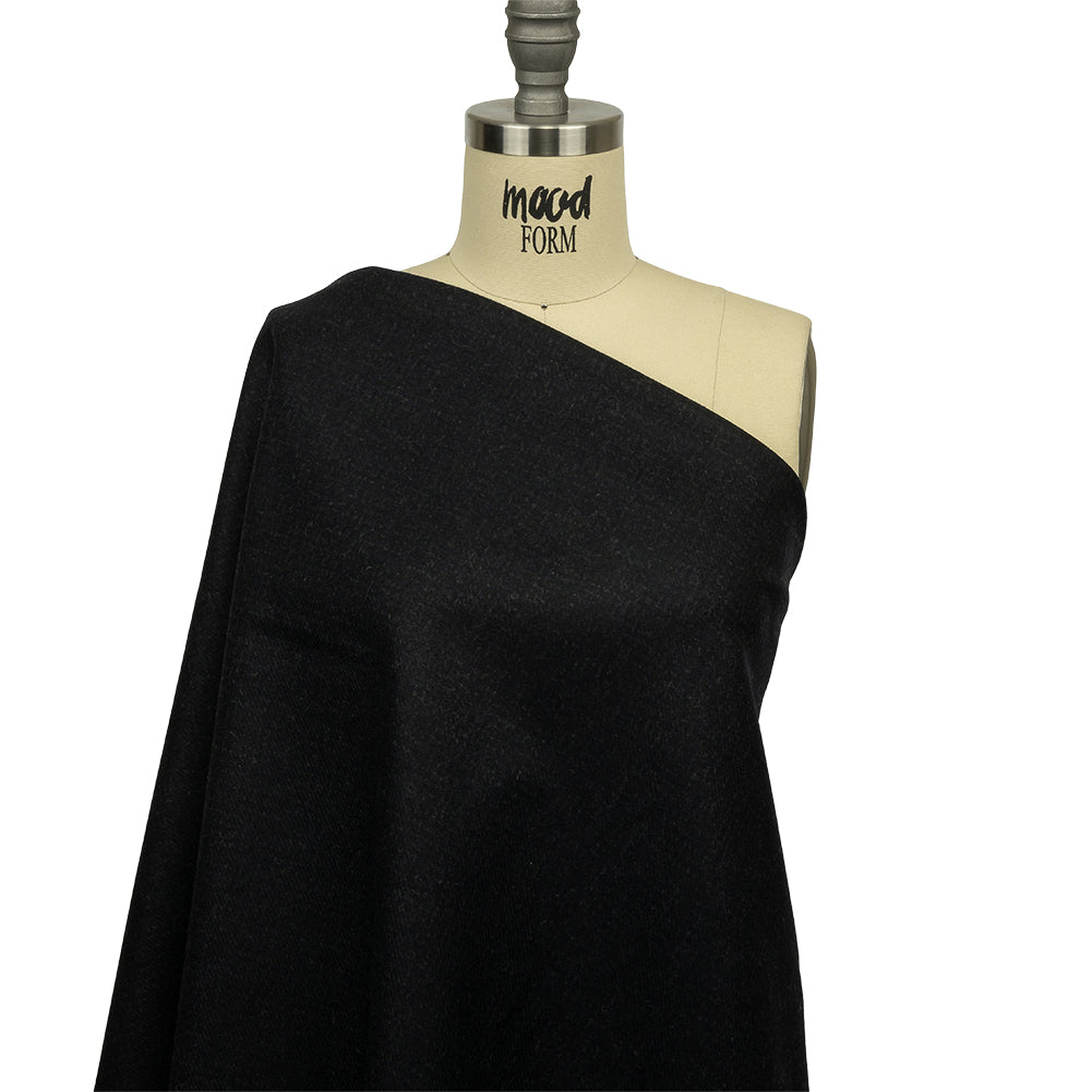 Famous Designer Navy and Black Subtle Plaid Felted Wool Heavyweight Suiting Drape