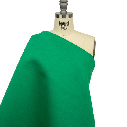 Famous Designer Kelly Green and Heathered Gray Double Face Rayon and Cotton Scuba Knit Drape