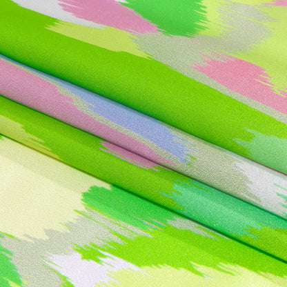 Italian Lime, Pink and Lilac Ikat Paradise Silk Charmeuse Full