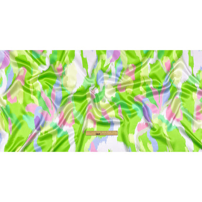Italian Lime, Pink and Lilac Ikat Paradise Silk Charmeuse Drape