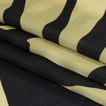 Italian Black and Beige Oversized Leaves Silk Charmeuse Full
