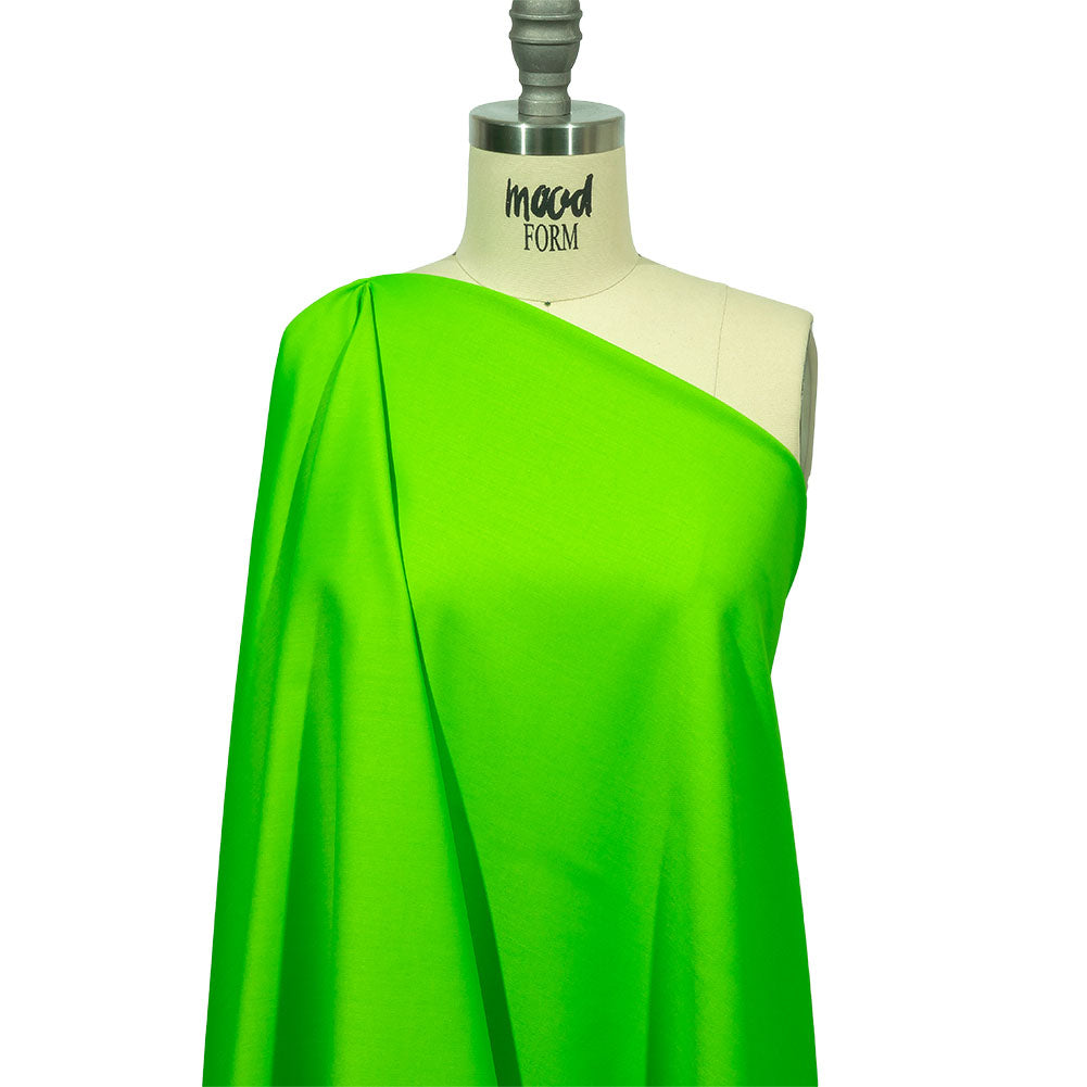 Italian Hi-Vis Green Double Face Stretch Super 150 Virgin Wool Twill Suiting - Drape