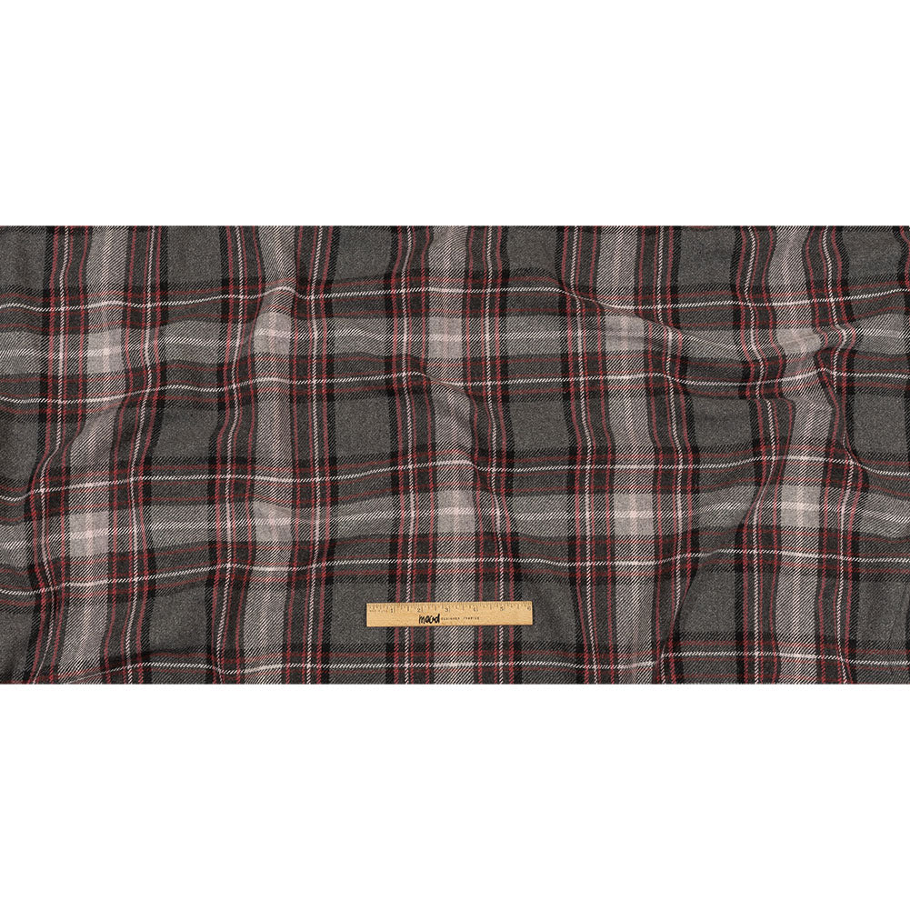 Balenciaga Italian Gray, Biking Red and Violet Ice Plaid Wool Twill Full