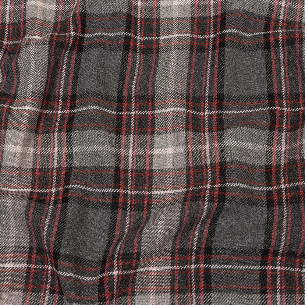 Balenciaga Italian Gray, Biking Red and Violet Ice Plaid Wool Twill