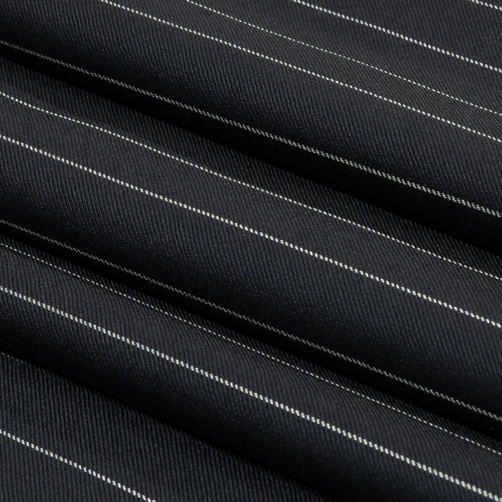 Balenciaga British Midnight Navy and Light Gray Pinstriped Super 180 Virgin Wool and Cashmere Twill Suiting Folded