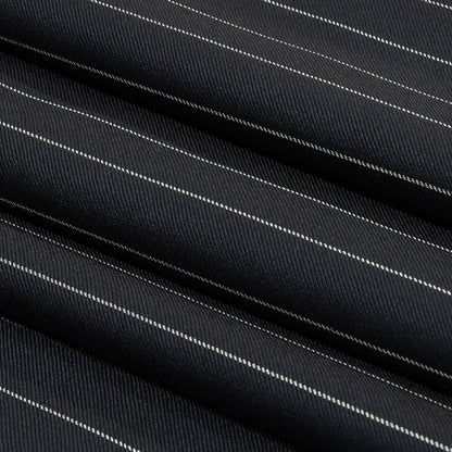 Balenciaga British Midnight Navy and Light Gray Pinstriped Super 180 Virgin Wool and Cashmere Twill Suiting Folded