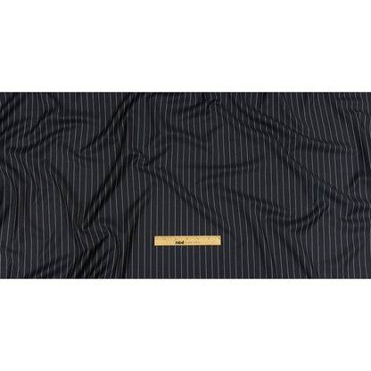 Balenciaga British Midnight Navy and Light Gray Pinstriped Super 180 Virgin Wool and Cashmere Twill Suiting Full