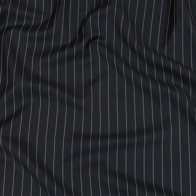 Balenciaga British Midnight Navy and Light Gray Pinstriped Super 180 Virgin Wool and Cashmere Twill Suiting