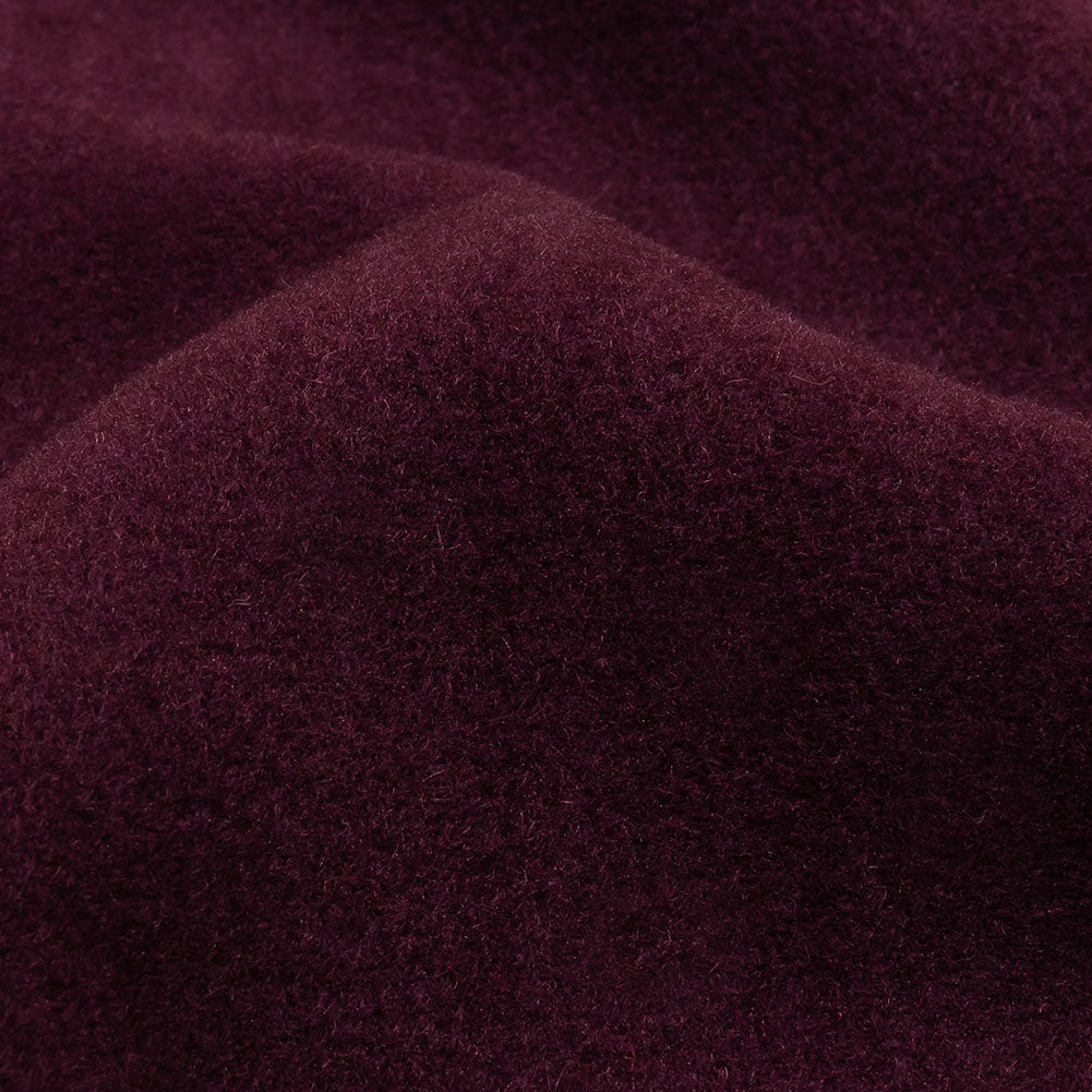 Balenciaga Italian Wine Red Brushed Blended Camel Hair Twill Coating Detail
