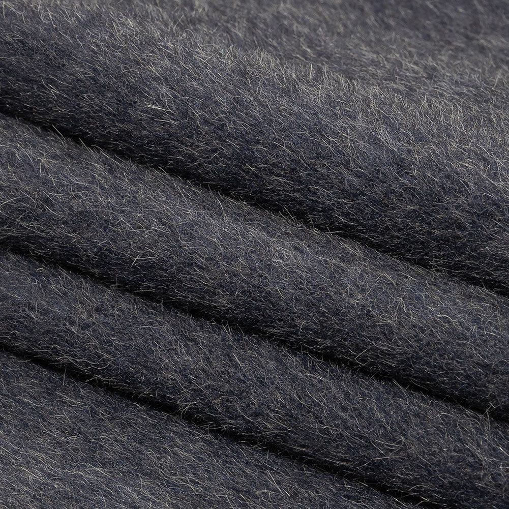 Fur-Like Alpaca and Wool Coating by Balenciaga - Heathered Silver and Black - Made in Italy Folded