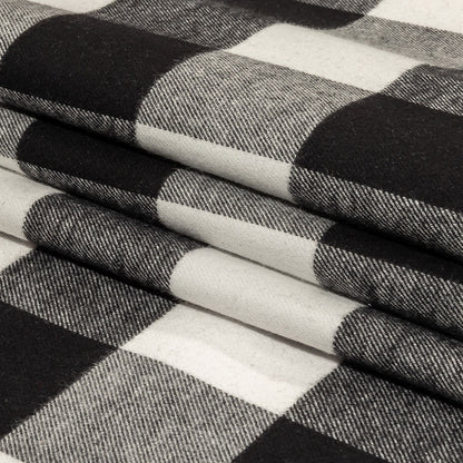 Balenciaga Italian Black and White Alyssum Buffalo Check Brushed Cotton Twill Flannel Folded