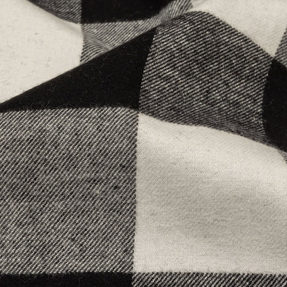 Balenciaga Italian Black and White Alyssum Buffalo Check Brushed Cotton Twill Flannel Detail