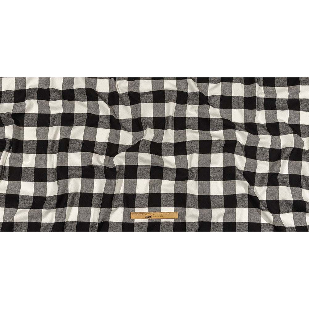 Balenciaga Italian Black and White Alyssum Buffalo Check Brushed Cotton Twill Flannel Full