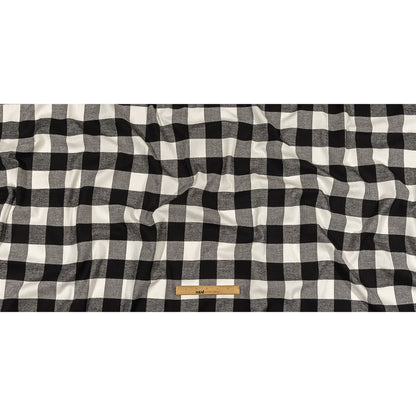 Balenciaga Italian Black and White Alyssum Buffalo Check Brushed Cotton Twill Flannel Full