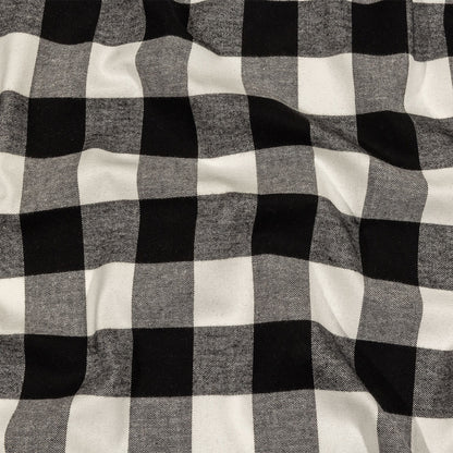 Balenciaga Italian Black and White Alyssum Buffalo Check Brushed Cotton Twill Flannel