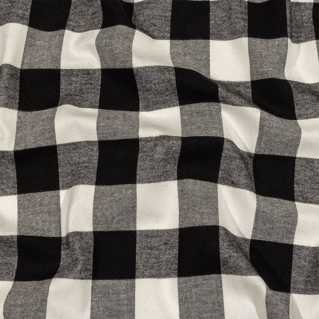 Balenciaga Italian Black and White Alyssum Buffalo Check Brushed Cotton Twill Flannel